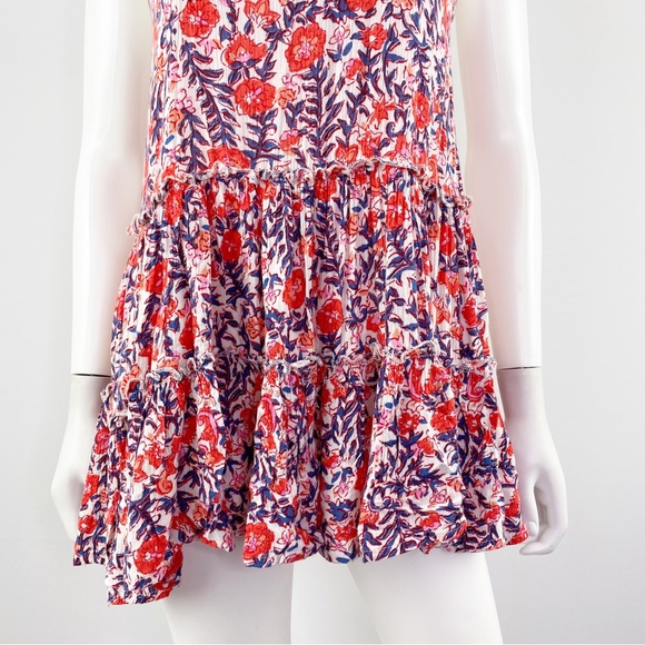 Billabong Red & Blue Open Back Floral Sleeveless Mini Dress Size S - Picture 7 of 9